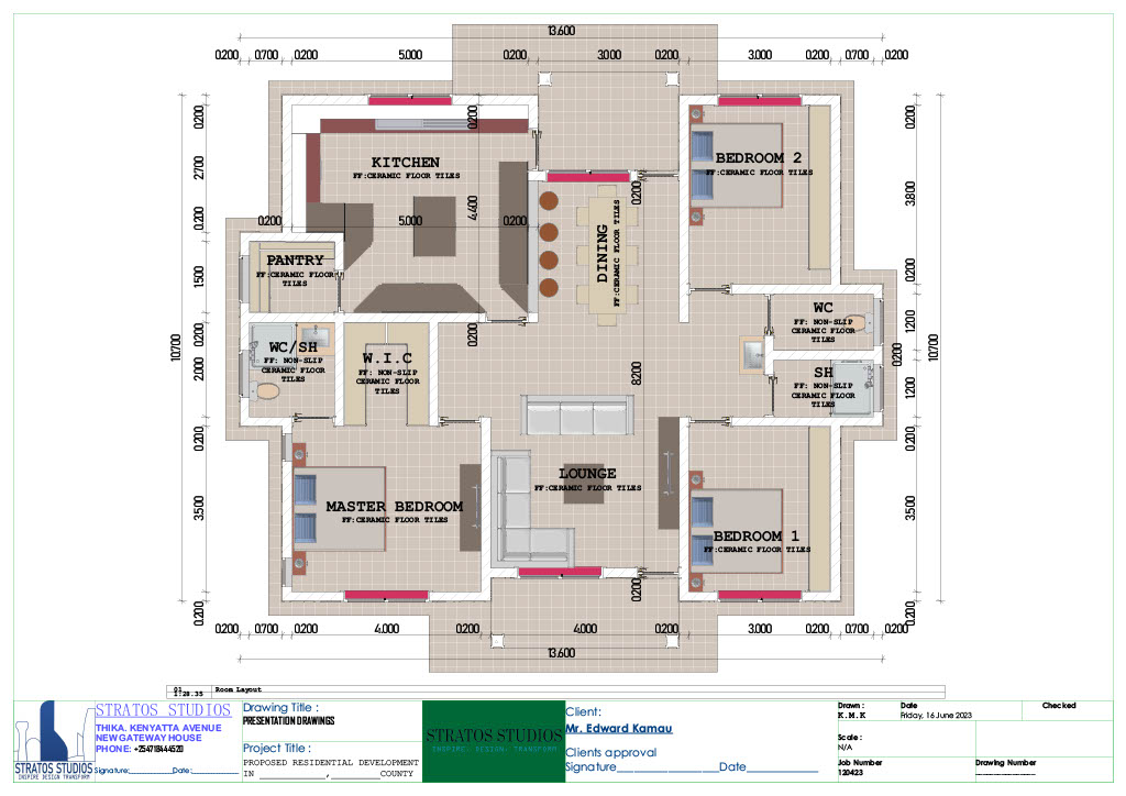 Three Bedroom Bungalow Architectural Plans